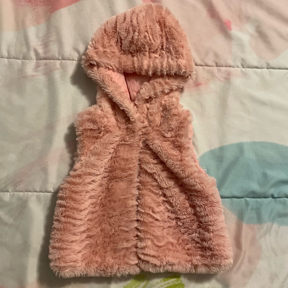 Wonder Nation Pink Faux Fur Hooded Vest - Infant 18 months